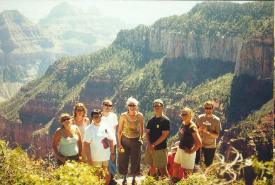 Uncle Jim Point in Gramd canyon national park  - Mey,Lonneke,Sandra,Paul,Emily,Yochai,Alan,Carine,and Jules 