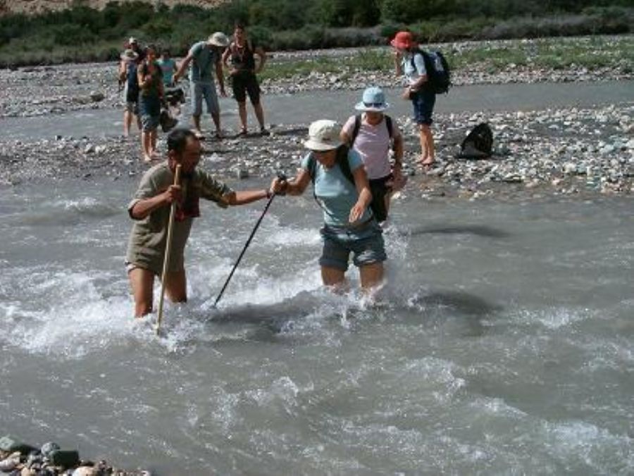 Crossing the cold Marka river