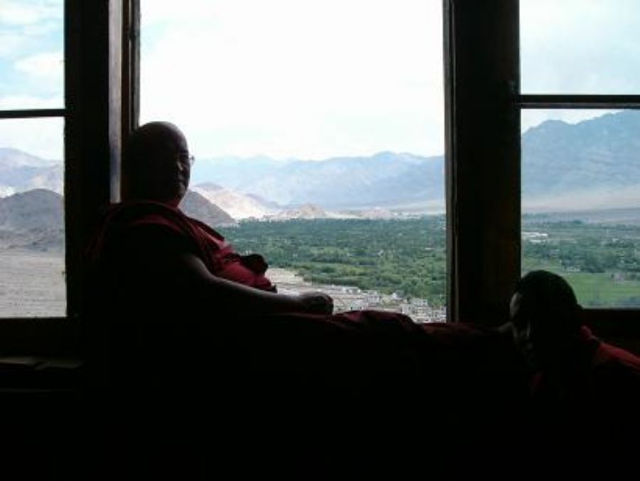 Monk in Tiktsi Gompa 